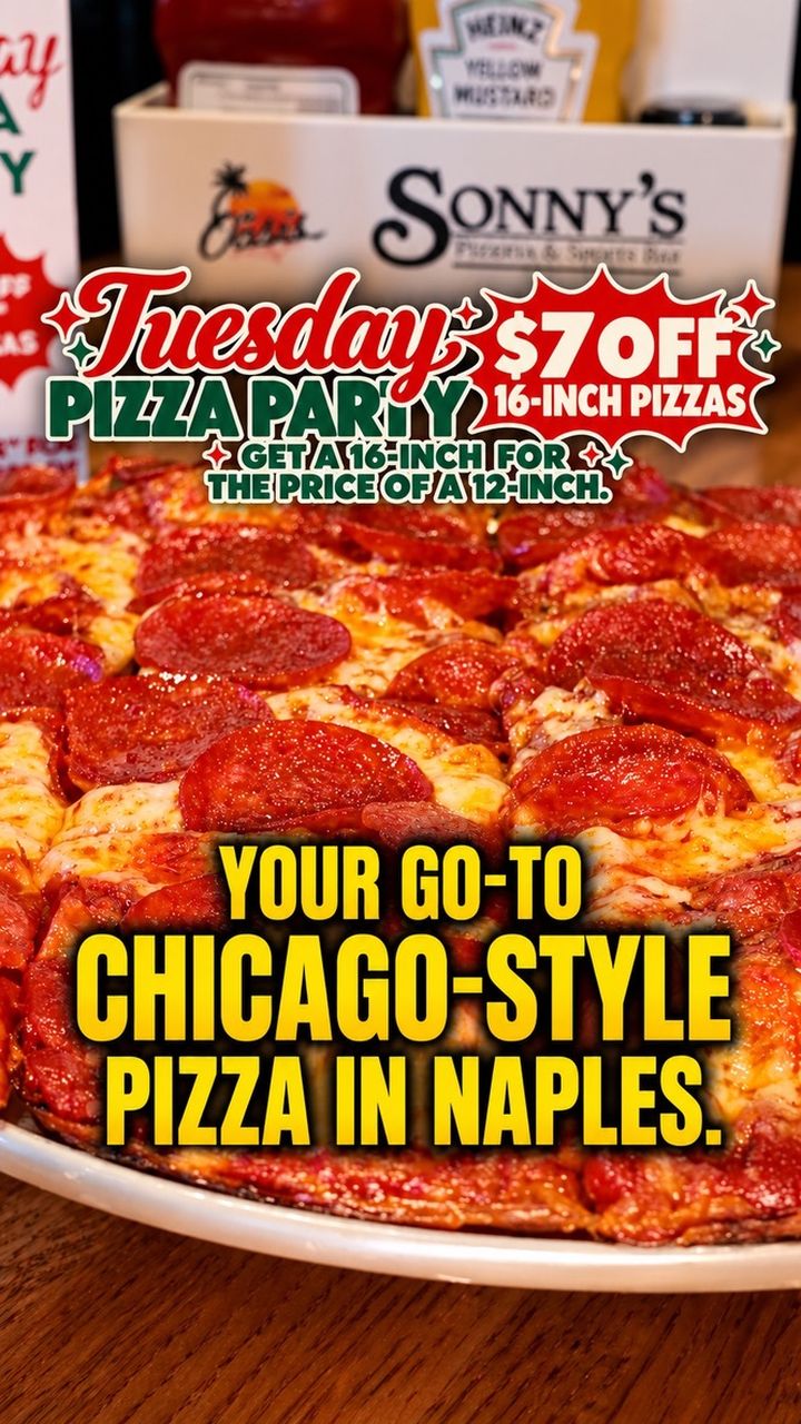 Sonny's Tuesday Pizza Party promo reel, Chicago style pizza in Naples